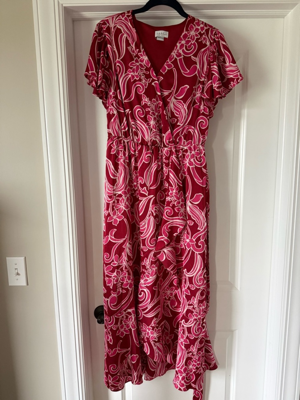 Fuchsia Floral Wrap Midi Dress